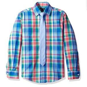 Tommy Hilfiger Boys Button Dressshirt with Tie